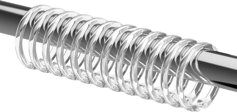 Kutesna 24PCS Shower Curtain Hooks,Clear Shower Curtain Rings,Plastic Shower Hooks,Easy to Snap Closure,Rust Proof Anti-Drop Shower Rings,Smooth Sliding Curtain Hooks for Bathroom Shower Rods Curtains - Image 1